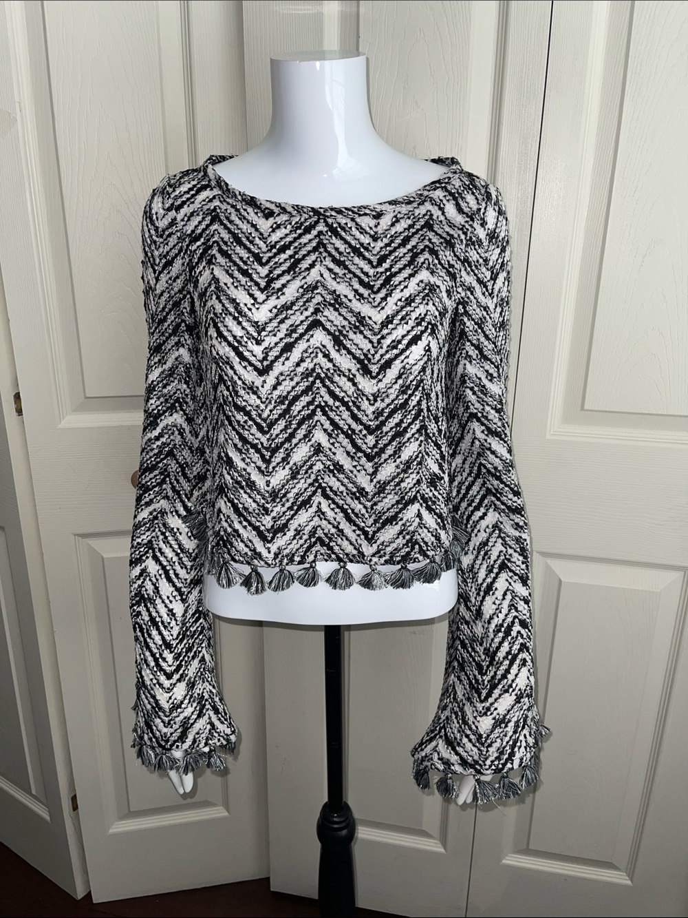 Ramy Brooks Kaiya Space Dye chevron knit swim cover up sweater.  #0357